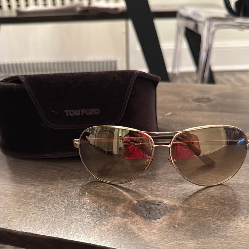 Tom Ford Gold Aviator Sunglasses -Women’s